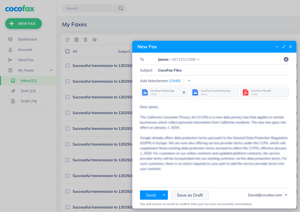 send fax online with cocofax